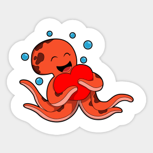 Octopus Love Heart Sticker